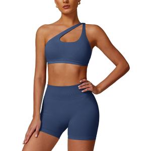 ABOCIW Workout Sets for Women Crossover High Waist Biker Shorts One Shoulder Sports Bra 2 Piece Gym Yoga Outfits Small
