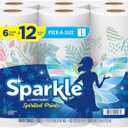 Sparkle Pick-A-Size Paper Towels, Spirited Print Design, 6 Double Rolls (660 Sheets Total) - Strong 2-Ply Towels for Kitchen Cleanup and Everyday Messes