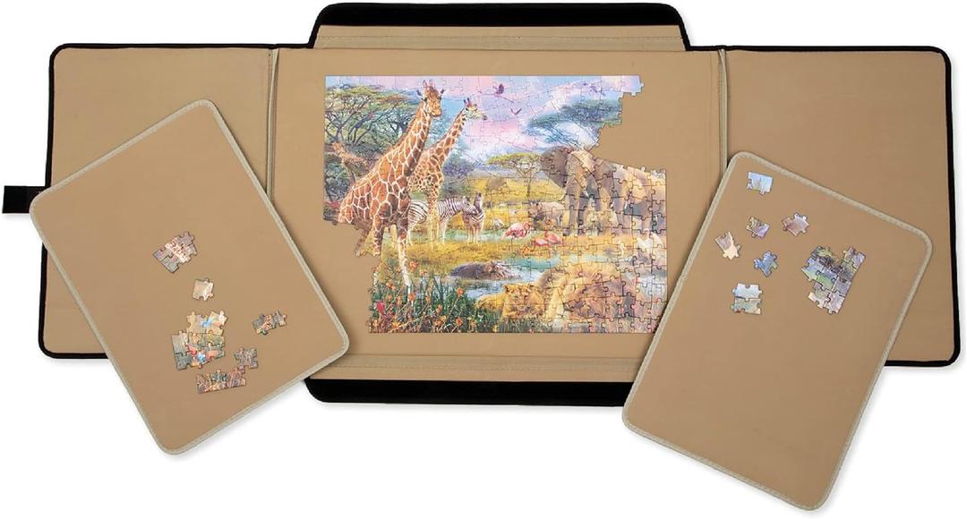Bits and Pieces Portapuzzle Portable Puzzle Board 1000 Pieces - Compact Lightweight Foldable Portable Puzzle Mat with Removable Sorting Areas - 22.5 Inch x 31.5 Inch