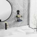 Moforoco Soap Bar Holder for Shower, No Drilling, 304 Stainless Steel, Wall Mounted Soap Holder with 4 Hooks and Razor Holder, Shower Rack Soap Tray Bar Soap for Bathroom (Black, 2-T Suction Cup)