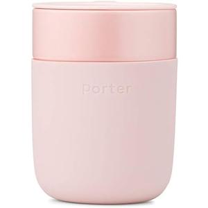 W&P Porter Travel Coffee Mug with Protective Silicone Sleeve | 12 Ounce Blush | Reusable Cup for Coffee or Tea | Portable Ceramic Mug with BPA-Free Press-Fit Lid | Dishwasher Safe | On-the-Go