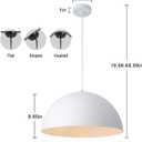 18 inch White Dome Pendant Light, Modern Farmhouse White Pendant Light, Large Pendant Lamp for Kitchen Island Dining Room Bedroom Hallway Foyer