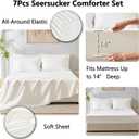 CozyLux King Size Comforter Set Ivory Seersucker 7 Pieces Bed in a Bag King Comforter Set with Sheets, Luxury Soft Bedding Sets with Down Alternative Comforter, Sheets, Pillowcases & Shams All Seasons