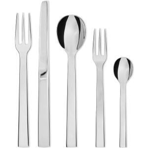 Alessi DC05S5 Santiago - Cutlery set composed of one table spoon, one table fork, one table knife, one dessert fork, one tea spoon in 18/10 stainless steel.