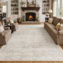 FMFUNCTEX 10x12 Washable Beige Neutral Vintage Area Rug for Living Room