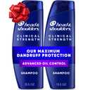 Head & Shoulders AntiDandruff Shampoo with 1% Selenium Sulfide, Clinical Strength Advanced Oil Control Twin Pack, Seborrheic Dermatitis Relief, Oily Scalp, 13.5 fl oz Each