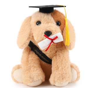 7 inch Graduation Puppy Plush,Stuffed Figure Graduates Gifts for Fans Room Decor (Bear-01-khaki-black-18cm)