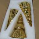 Hewory Mercury Glass Christmas Tree: Set of 3 Gold Table Top Christmas Ornaments Trees with LED Lights, Christmas Centerpiece Table Decorations Indoor for Dining Fireplace Mantel Winter Holiday Decor