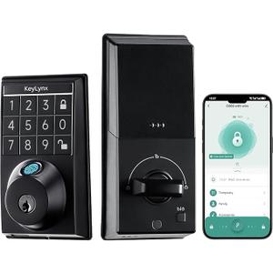 Keylynx 4-in-1 Smart Door Lock with APP Control, Fingerprint Door Locks with Keypad Deadbolt, Keyless Entry Door Lock with Auto-Locking, 16-Month Battery Life Deadbolt Lock, Easy Installation