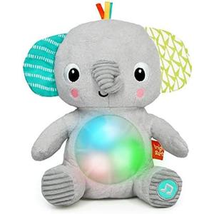 Bright Starts Hug-a-Bye Baby Elephant Stuffed Animal Musical Toy, Soft Toy Soother Plays Songs & Lights up, Newborn and up