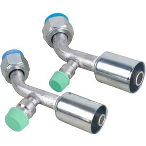 Air Conditioner Fitting Set #8 and #10 Female Oring Beadlock 45 Degree with R134a high and low pressure valve, A/C Refrigerant Hose Fitting