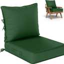 Kimunuk Outdoor Seat Cushion Set 22 L  24 W  5 H Inch Waterproof & Fade Resistant Patio Furniture Cushions with Removable Cover with Handle and Straps for Sofa Chairs, Chairs (Green)