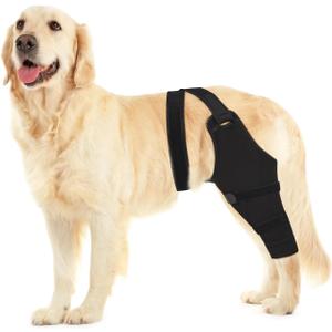 Dog Sleeve for Rear Legs to Stop Licking, Upgraded Surgical Recovery Sleeve for Hind Back Leg Wound,TPLO, ACL Surgery, Light Comfortable Cone Alternative (2XL-Right,Glossy Black)