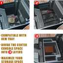 Muslogy Center Console Organizer Compatible with 2022-2026 Chevy Silverado/GMC Sierra 1500, 2024-2026 Silverado & Sierra 2500 3500HD Armrest Storage - Full w/Bucket Seats ONLY(Console Tray&Mats Set)