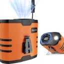 Portable 4 in1 Waist/Neck/Desk Fan with light and LED Display,10-Speed 16000RPM, 40H Runtime Cooling Personal Waist Belt Fan Clip on, Hands-Free Hanging Neck Fan for Outdoors, Hiking, Jobsite (Orange)