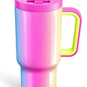 Meoky 32 oz Tumbler with Handle and Flip Straw, 100% Leakproof Tumbler with Lid and Straw, Stainless Steel Insulated Cup, Cupholder Friendly, Keeps Cold for 24 Hours (Lilac)