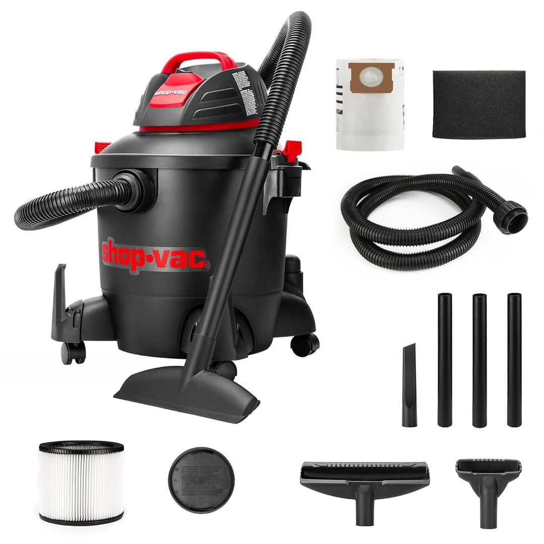 Shop-Vac 5922805 Wet/Dry Vacuum, 8 Gallon, 4.5 Peak HP, 1.25 Inch Diameter x 7 Foot Hose, 6 Foot Cord, Ideal for Jobsite, Garage, Workshop & Home