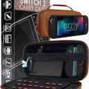 Orzly Case Compatible with Nintendo Switch 2  Protective Travel Carry Case with Screen Padding, Game Card & microSD Slots, Zipped & Open Pockets for Accessories  7.9" Gift Boxed (Brown)