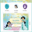 2 x Princess Jasmine Birthday Party Decoration,Princess Party Photo Background 5 x 3 FT and 18 Pcs Balloon,Merch Party Backdrop Supplies