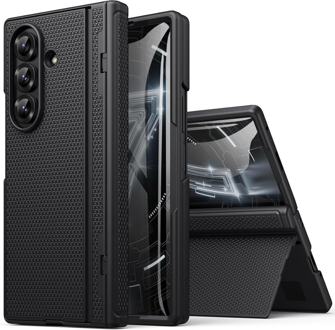 BXYJY for Samsung Galaxy Z Fold 7 Case with Stand, Front Screen Protector, Hinge Protection, Slim & Rugged, Full Body Hard Cover, Daily Drop Protective Phone Case for Samsung Z Fold 7 5g 2025, Black