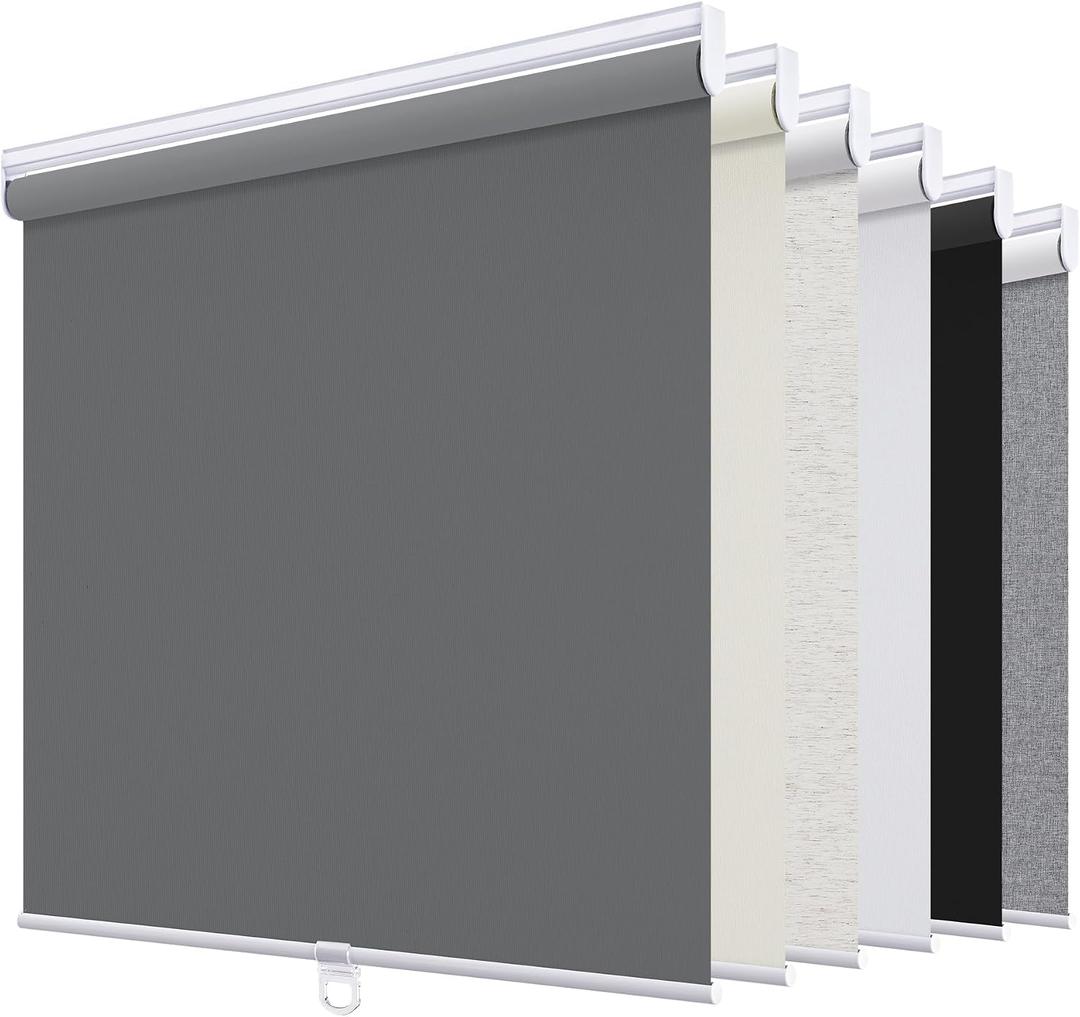 SUNOFF Blackout Cordless Roller Shades Blinds,78" W x 72" H,Grey