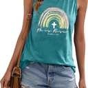 Easter Shirts for Women Easter Christian Tee a Lot Can Happen in Three Days Casual Sleeveless Tank Tops (Blue, S)
