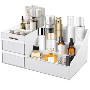 Large Makeup Organizer with Drawers - Multi-Functional Vanity and Countertop Storage for Cosmetics, Skincare, Perfume, Nail Polish, Brushes - Compact Desk and Bathroom Organizer for Womens Gifts (White) Large Makeup Organizer with Drawers - Multi-Functional Vanity and Countertop Storage for Cosmetics, Skincare, Perfume, Nail Polish, Brushes - Compact Desk and Bathroom Organizer for Womens Gifts (White)