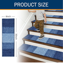 OLANLY Stair Treads for Wooden Steps in Navy and Navy Blue Microfiber Bathroom Rug, 4Item Bundle