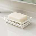 Creative Home Metal Wire Soap Dish Tray Rust-Resistant Iron Bathroom Holder with White Powder Coating Bar Soap Rack for Shower Sink Kitchen Vanity, 3.1 x 4.4 x 1 H Inch
