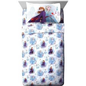 Jay Franco Kids Sheet Set with Fitted, Flat Sheets & Pillow Cover - Ultra-Soft Bedding with Pillowcase for Room Decor, Multi - Frozen, 4 Piece Full