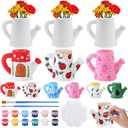 Remerry 6 Sets 4.3'' Ceramic Pots to Paint Spring DIY Unpainted Pottery Paint Your Own Watering Can Vase Unfinished Succulent Pots Painting Crafts with Brush Palette for Family Classroom Activity Gift
