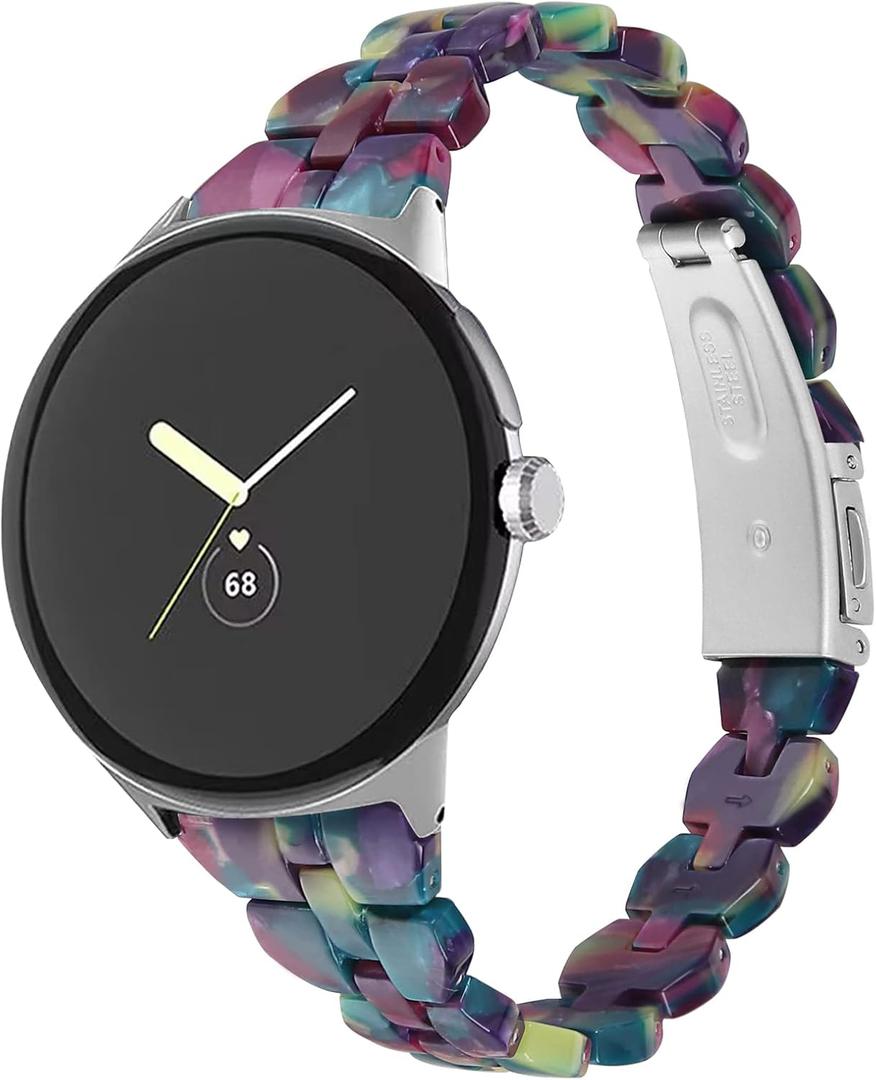 Chofit Compatible with Google Pixel Watch 4 3 41MM/Pixel watch 2 1 Bands Women, Stylish Resin Bracelet Replacement Bands Adjustable Wristband (Multicolor)