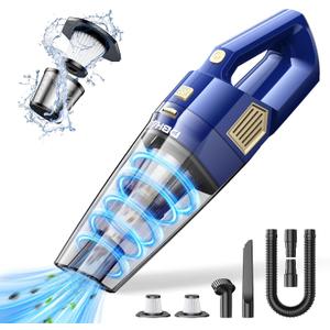 Handheld Vacuum Cordless, 15000PA Powerful Suction Car Vacuum Cleaner Lightweight with Multi Accessories, Hand held Vacuum Cleaner Dust Busters Cordless Rechargeable for Car Home (Blue)