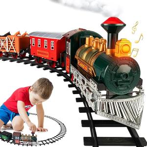 Electric Train Set for Kids Ages 48 | Train Set for Kids Ages 48 | Battery Powered Trains Sets with Lights & Sounds, Steam Locomotive Engine, Horses & Tracks  Classic Railway Toy Gift