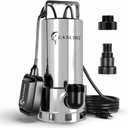LANCHEZ 1.6HP 6000GPH Sump Pump, Portable Submersible Water Pump with Float Switch, High Flow Water Removal for Pool Draining Hot Tub Basement Garden with 16ft Power Cord, Auto Stainless Steel