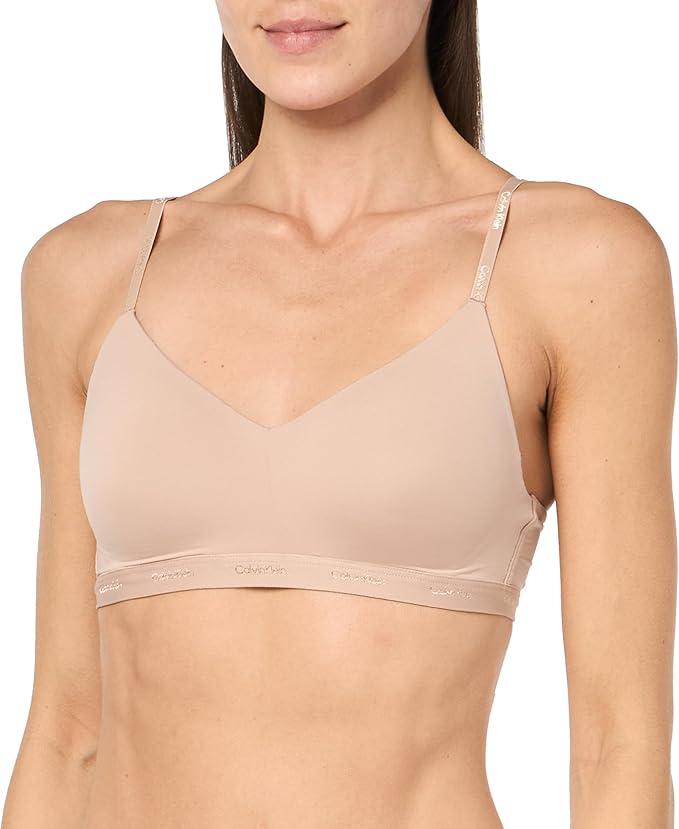 Calvin Klein Women's Form to Body Lightly Lined Bralette (Medium, Beige)