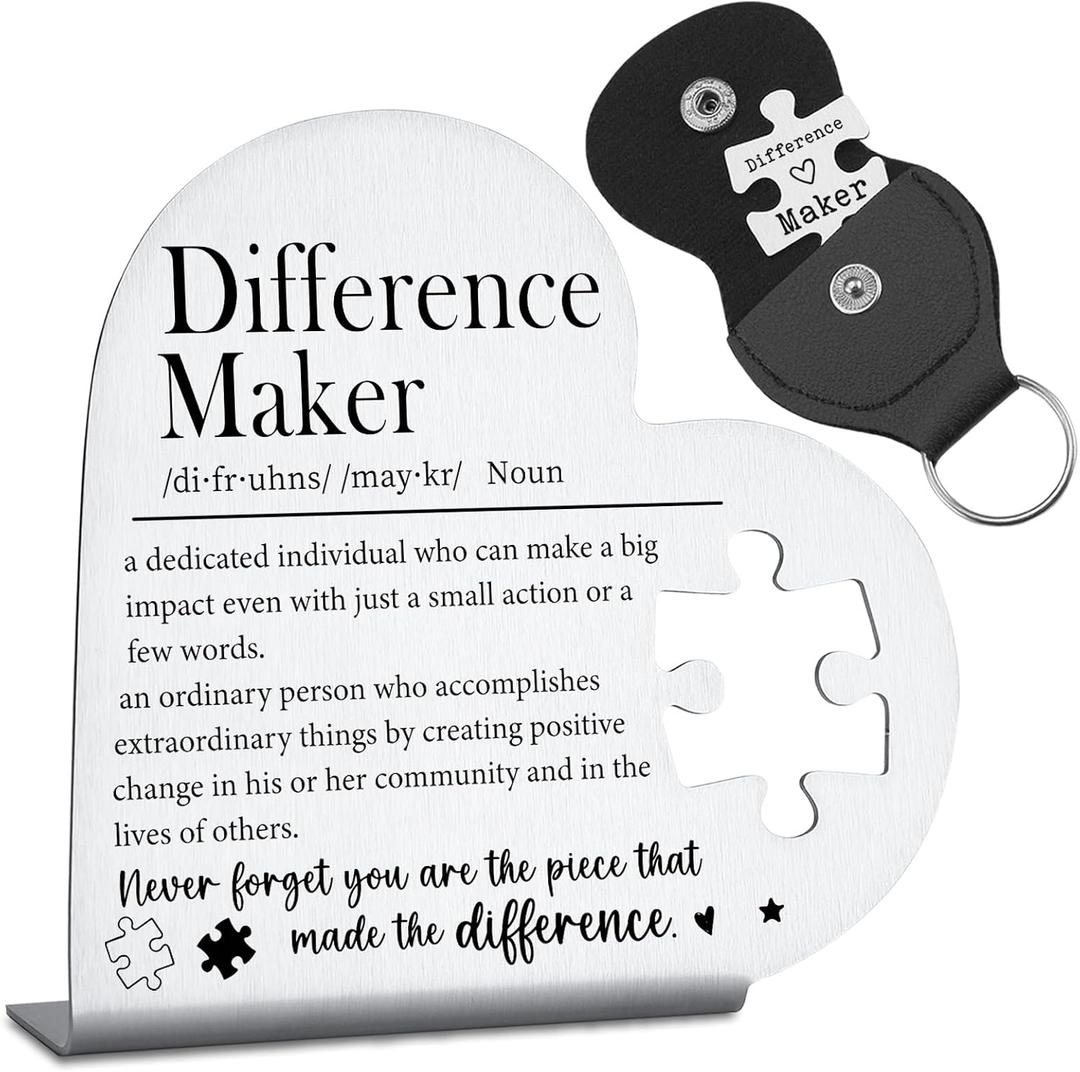 Difference Maker Gifts for Women, Men, Thank You Appreciation Gifts For Coworker, Mentor, Boss, Leader, Colleague, Volunteer, Nurse, Doctor, Manager, Director Decorative Signs Plaques GDW35