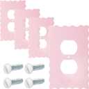 Relaxweex Scalloped Duplex Outlet Covers Wall Plate Room Decor Metal Cute Decorative Outlet Cover for Bedroom Home Decor (Pink)