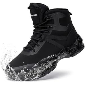 KEFUWU Military Tactical Boots Women Wide Waterproof 6 Inches Lightweight Durable Side-Zip Combat Hiking Work Boots Non Slip