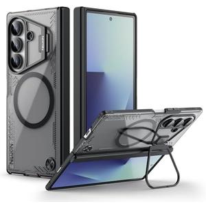 Nillkin for Samsung Galaxy Z Fold 7 Magsafe Case, Built-in Camera Kickstand & Magnetic Hinge Protection, Clear & Anti-Yellow, Adjustable Kickstand, Z Fold 7 Case with Stand, Transparent Black