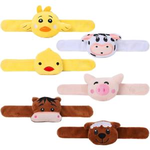 12 PCS Stuffed Animal Slap Bracelets Plush Animal Slap Bracelets Cute Wrist Slap Band Toy Wrist Animals Wrist Pets Slap Bracelet Wrist Toy for Boys Girls Easter Birthday Gifts Party Favors 6 Styles