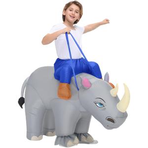 Spinosaurus Inflatable Rhino Costume Kids Inflatable Costume Funny Blow Up Halloween Costumes Ride on Animal Costumes for Boys Girls