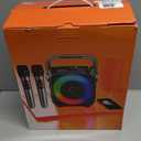 Karaoke Machine, Portable Bluetooth Speaker with 2 Wireless Microphones for Adults & Kids with Lights, Karaoke Microphone with PA System Supports USB/TF/REC/FM/AUX for Home Party Home System Packages (Black)