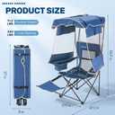 DoCred Beach Chair with Canopy Shade & Foot Rest, Folding Camping Chair, 19.7"D x 22"W x 55.9"H