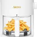 AROMA Glass Air Fryer and Countertop Convection Oven with Powerful 360Crispy Technology (3 Quart), White