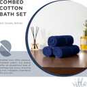 100% Cotton Bath Towel Set of 18-4 Bath Towels, 6 Hand Towels, 8 Wash Cloths, Sustainable, Soft, Highly Absorbent, Combed Cotton 18 Piece Set for Hotels, Spa, Bathroom, Dorm, Navy Blue