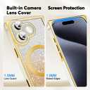 Misscase Magnetic Glitter Case for iPhone 17 6.3 Inch, Camera Protection, Compatible with MagSafe, Rectangle Cute Bling Sparkle Diamond Colorful Phone Cover, Drop-Tested & Shockproof-Gold