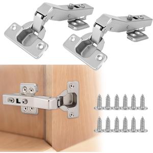 HBL' 4 Pack 45 Corner Cabinet Hinges, 45 Degree Angled Hinge Replacement for Diagonal Wall Cabinets, 35MM European Soft Close Hinges for Frameless Doors