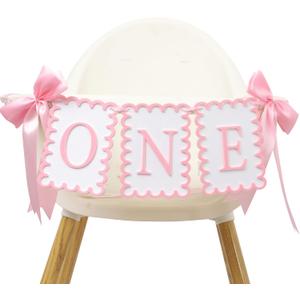 Girls 1st Birthday Decorations - Pink Bow High Chair Banner, Bow First Birthday Photo Props, Pink Bow Cake Smash Party Decorations, Sweet One Birthday Highchair Banner(Pink Bow HighChair Banner)