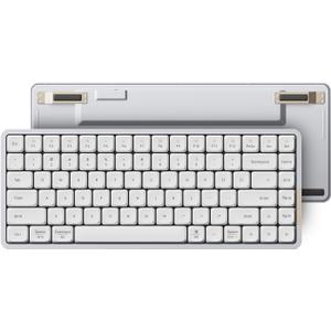 LOFREE Flow84 Low Profile Mechanical Keyboard, 75 Percent Rechargeable Wireless Keyboards with Bluetooth and Wired Connection for Windows, Mac OS/White Ghost Linear Switches